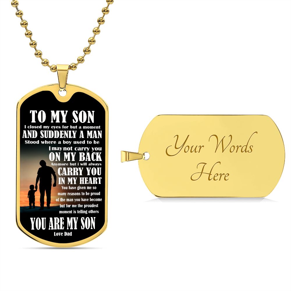 to my son dog tag
