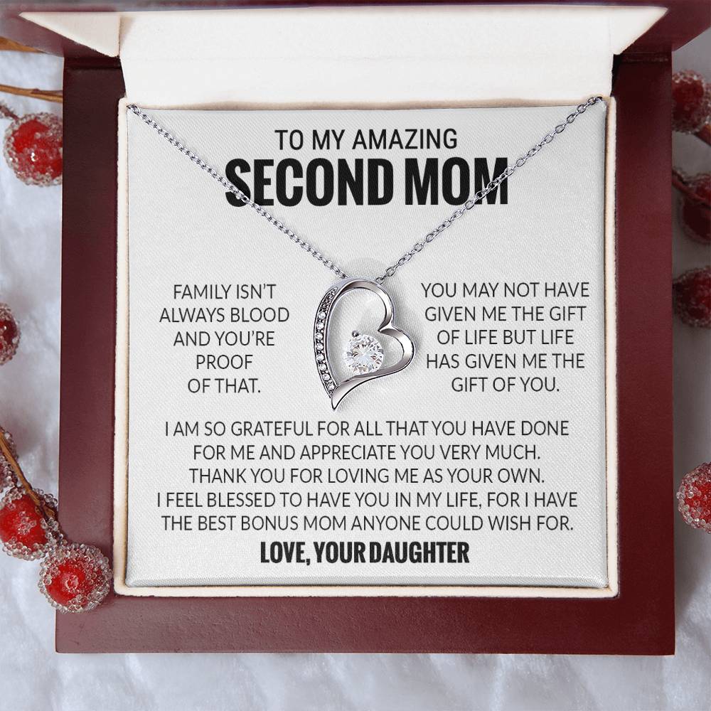 To My Amazing Second Mom, Second Mom Gift Necklace, Bonus Mom Gift