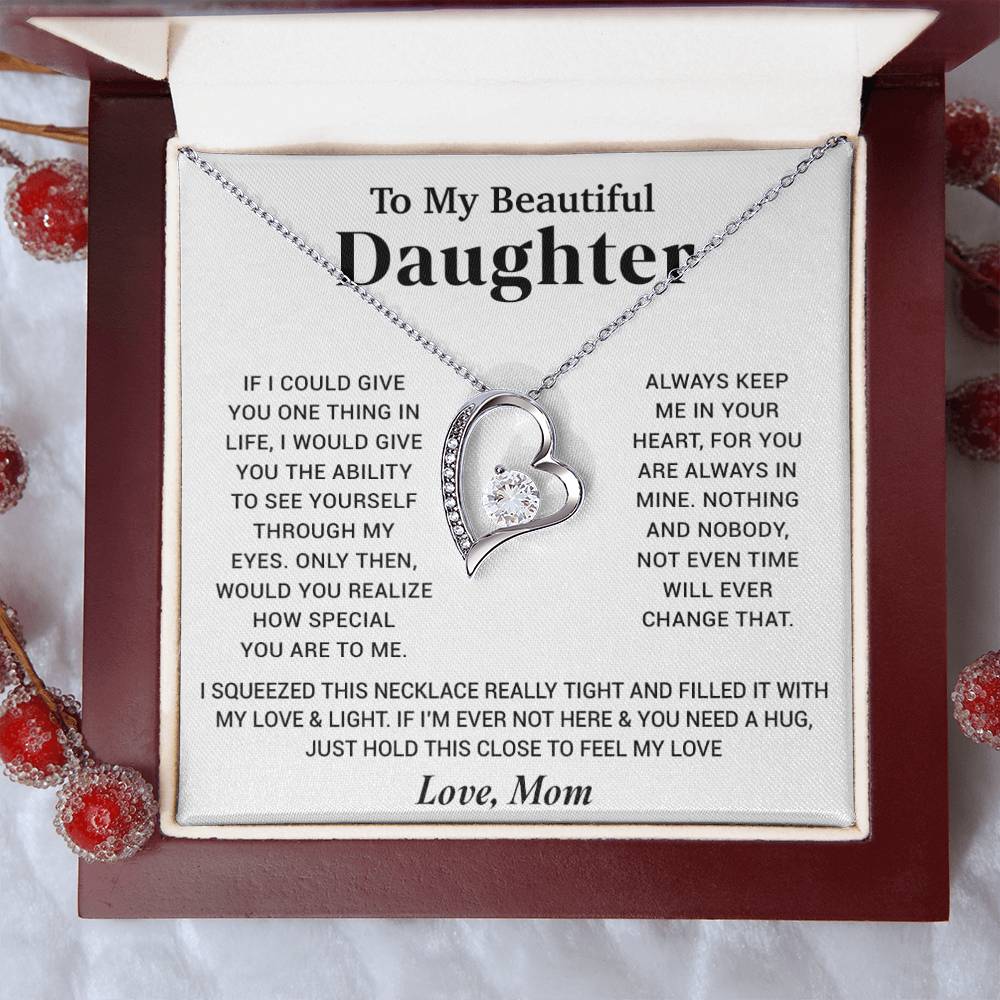 To My Beautiful Daughter Necklace, Gift for Daughter From Mom, Birthday Gift for Daughter