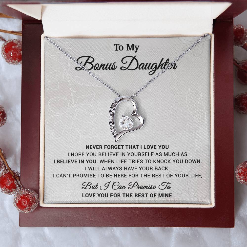 To My Bonus Daughter Necklace, Step Daughter Gift From Stepdad, Stepmom
