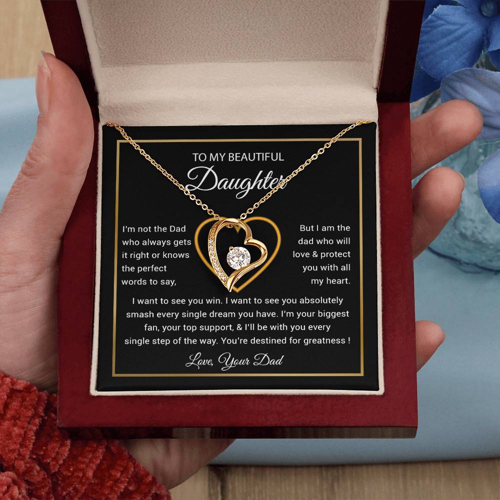 To My Daughter Necklace, Gift for Daughter from Dad, Father Daughter Necklace 9_6_Black