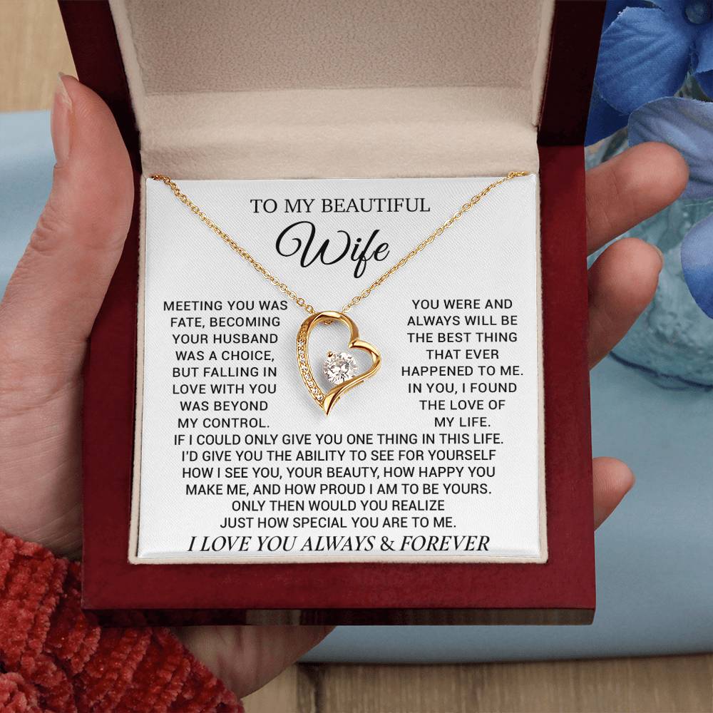 To My Beautiful Wife Necklace, Wife Gift from Husband, Wife Birthday Gift, Christmas Gift