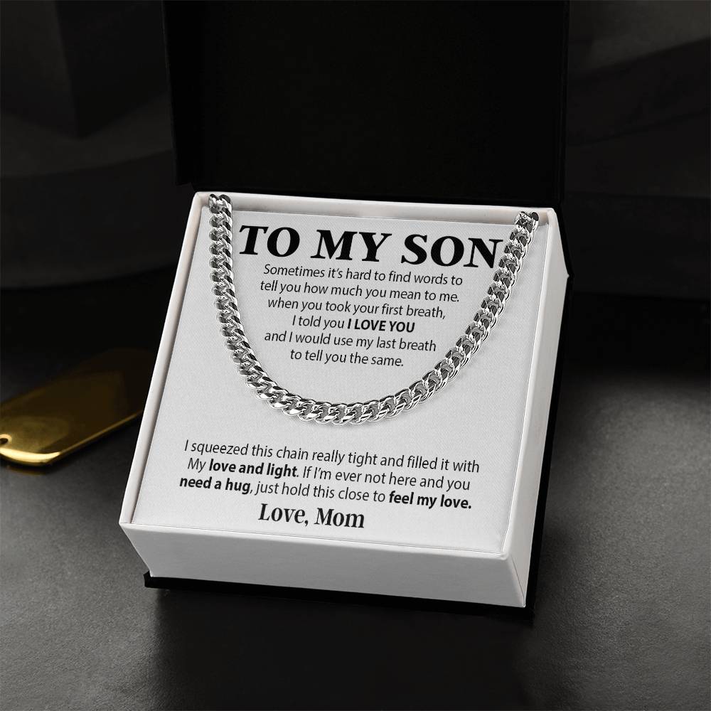 To My Son Cuban Chain Necklace, Sentimental gift for Son from Mom, Son Birthday Gift, Christmas Gift for Son