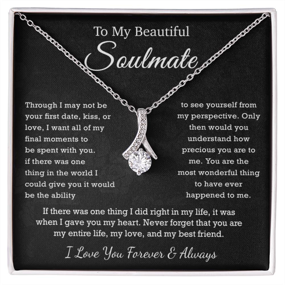 To My Beautiful Soulmate, Soulmate Necklace Gift , Gift for Wife, Birthday Gift
