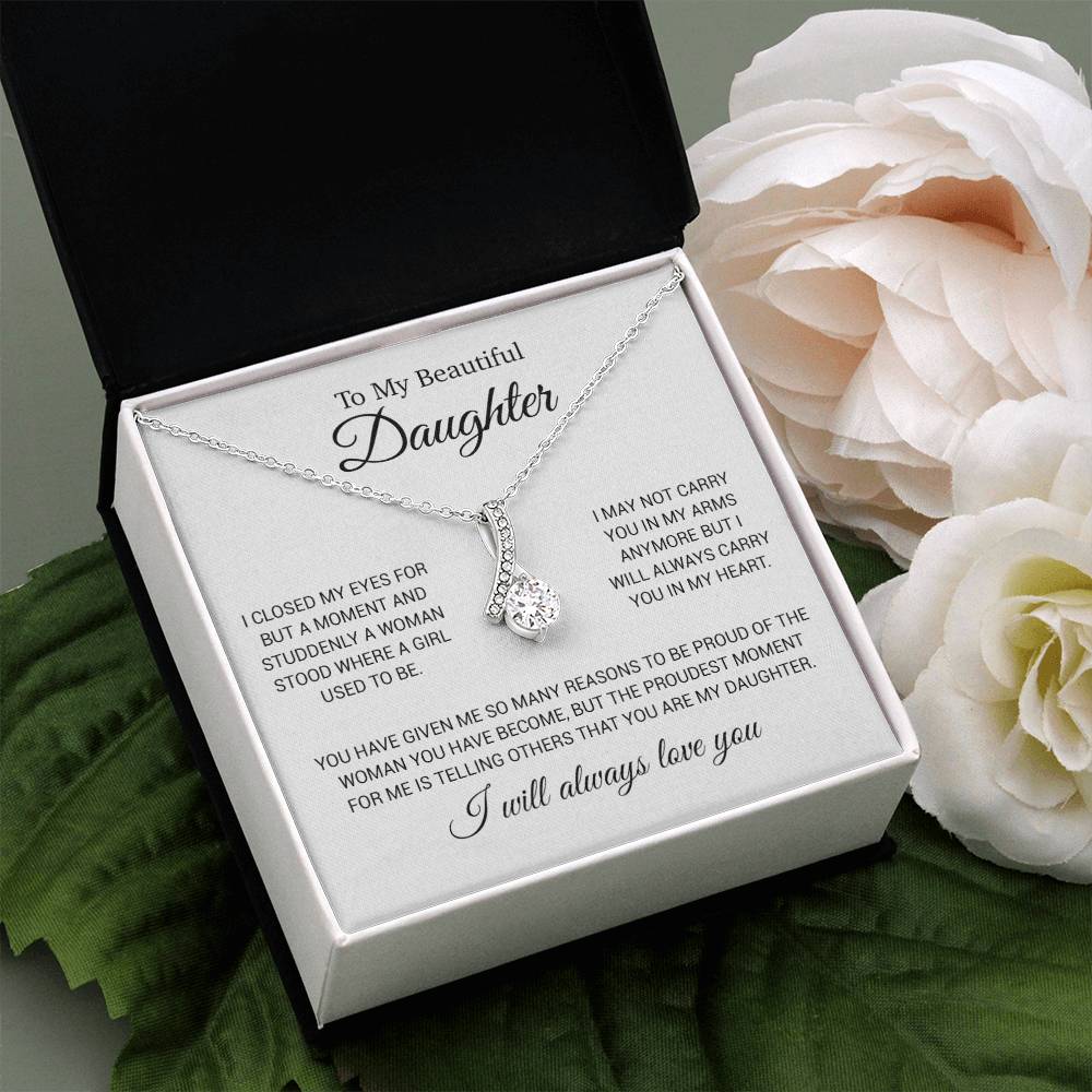 To My Daughter Necklace, Gift for Daughter from Dad, Daughter Father Necklace 24_11_White