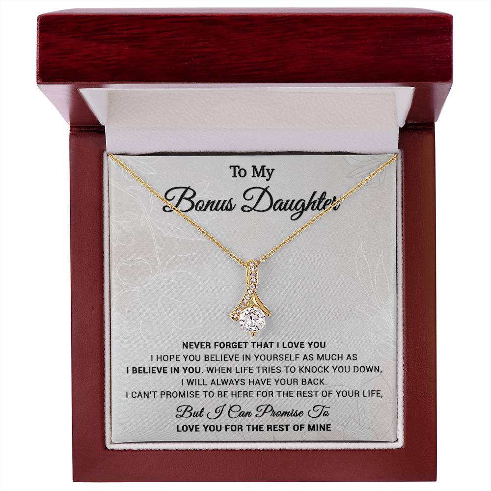 To My Bonus Daughter Necklace, Step Daughter Gift From Stepdad, Stepmom