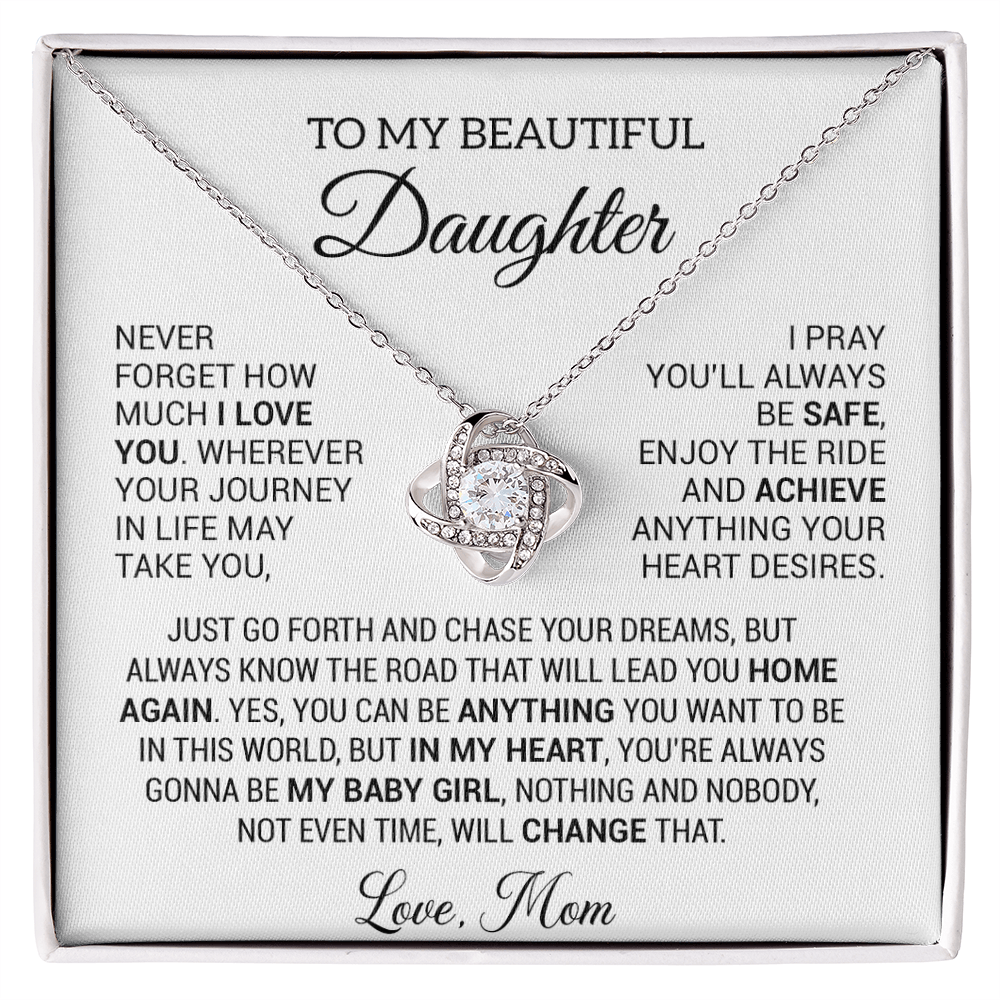 To My Beautiful Daughter Necklace, Daughter Gift from Mom, Birthday, Graduation