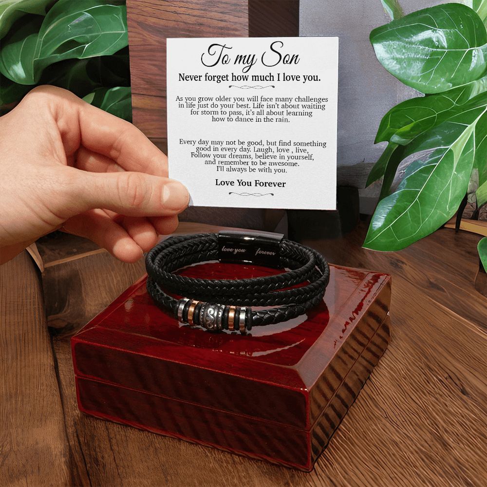To My Son Bracelet Necklace,Son Gift from Mom Dad, Chrismas Gift, Birthday Gift for Him