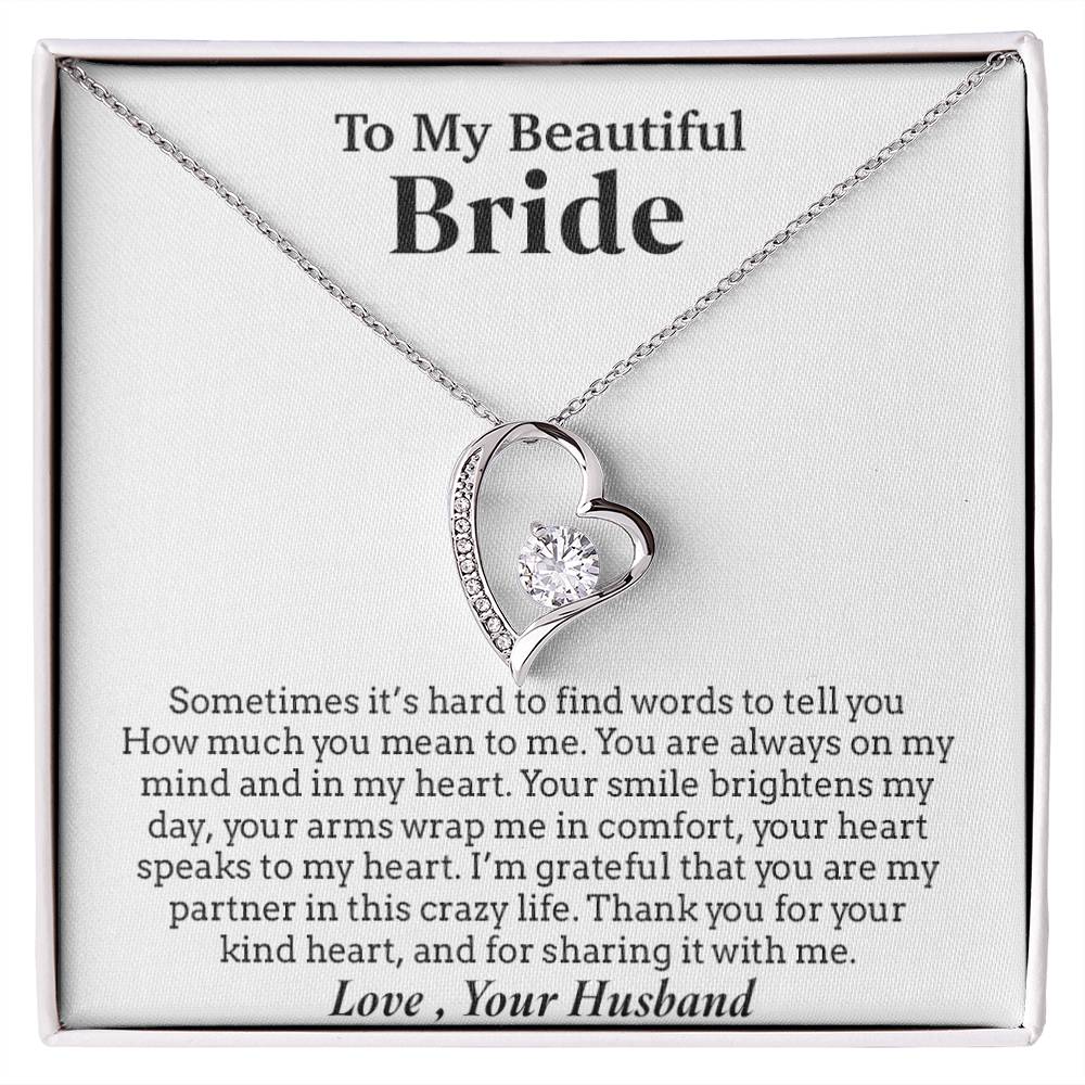 To My Beautiful Bride Necklace,Bride Wedding Necklace, Gift For Bride, Wedding Gift
