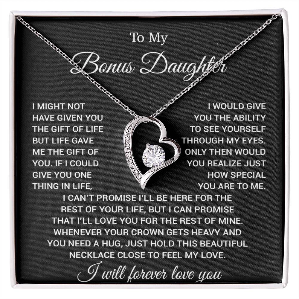To My Bonus Daughter Necklace, Gift for Bonus Daughter, Step Daughter Birthday 23_11_Black