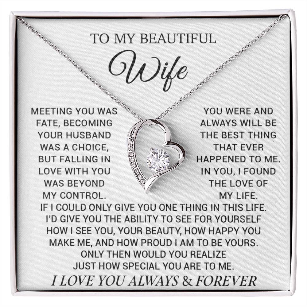 To My Beautiful Wife Necklace, Wife Gift from Husband, Wife Birthday Gift, Christmas Gift
