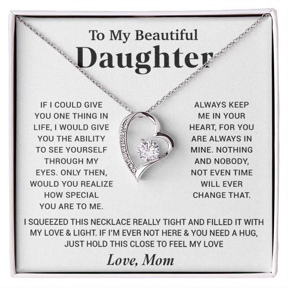 To My Beautiful Daughter Necklace, Gift for Daughter From Mom, Birthday Gift for Daughter