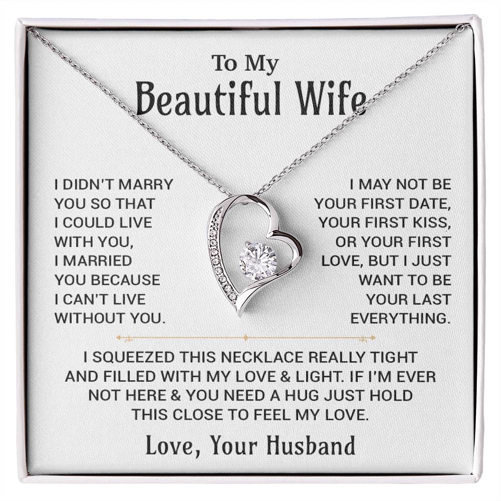To My Beautiful Wife Necklace, Christmas Gifts For Women, Anniversary Gift For Wife