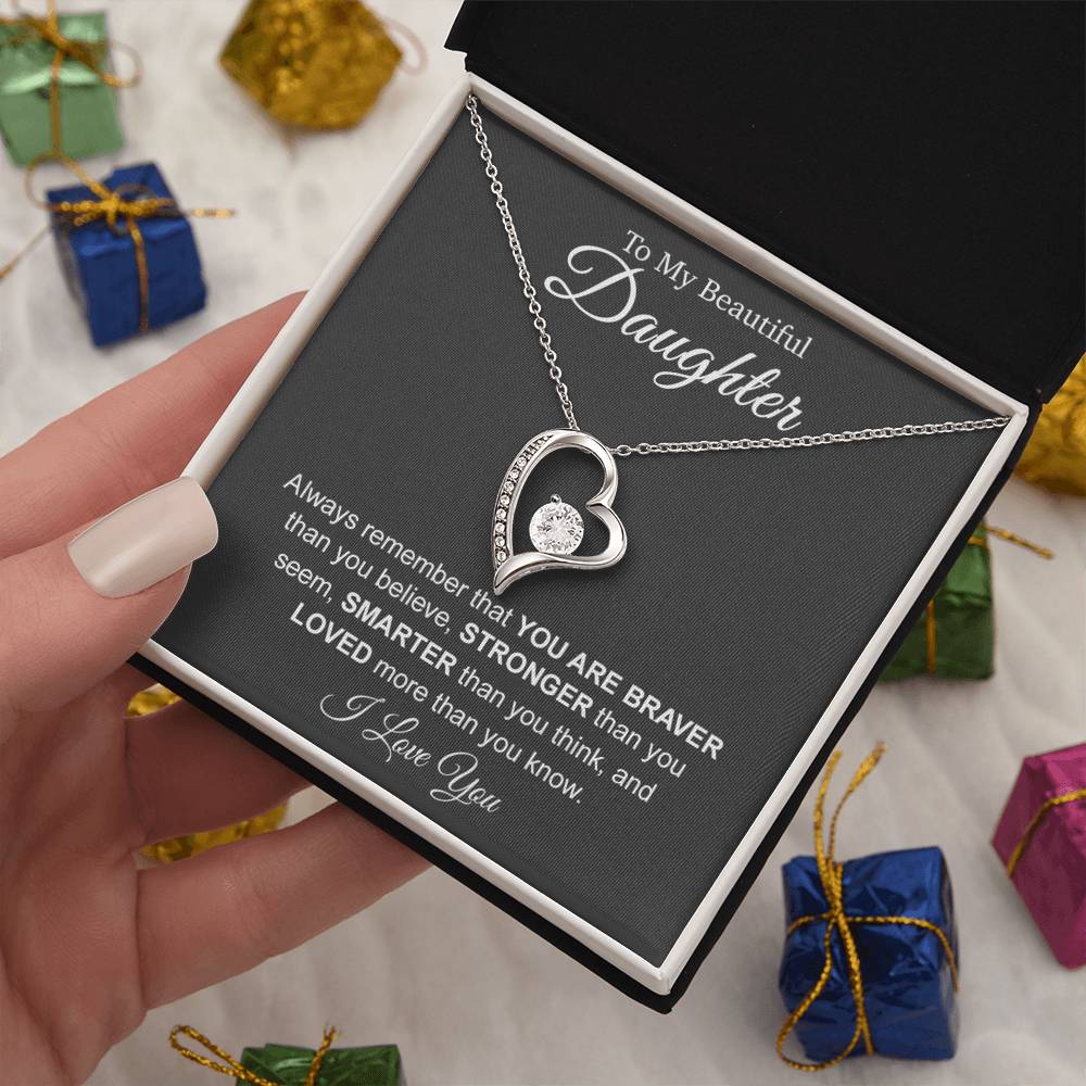 To My Beautiful Daughter Necklace, Necklace Gift for Daughter, Christmas Gift