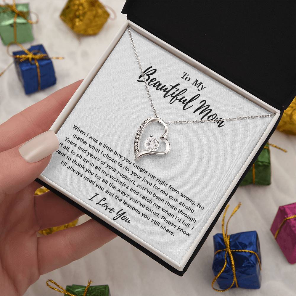 To My Beautiful Mom Necklace Mom Birthday Gift Mother's Day Gift Necklace For Mom From Son