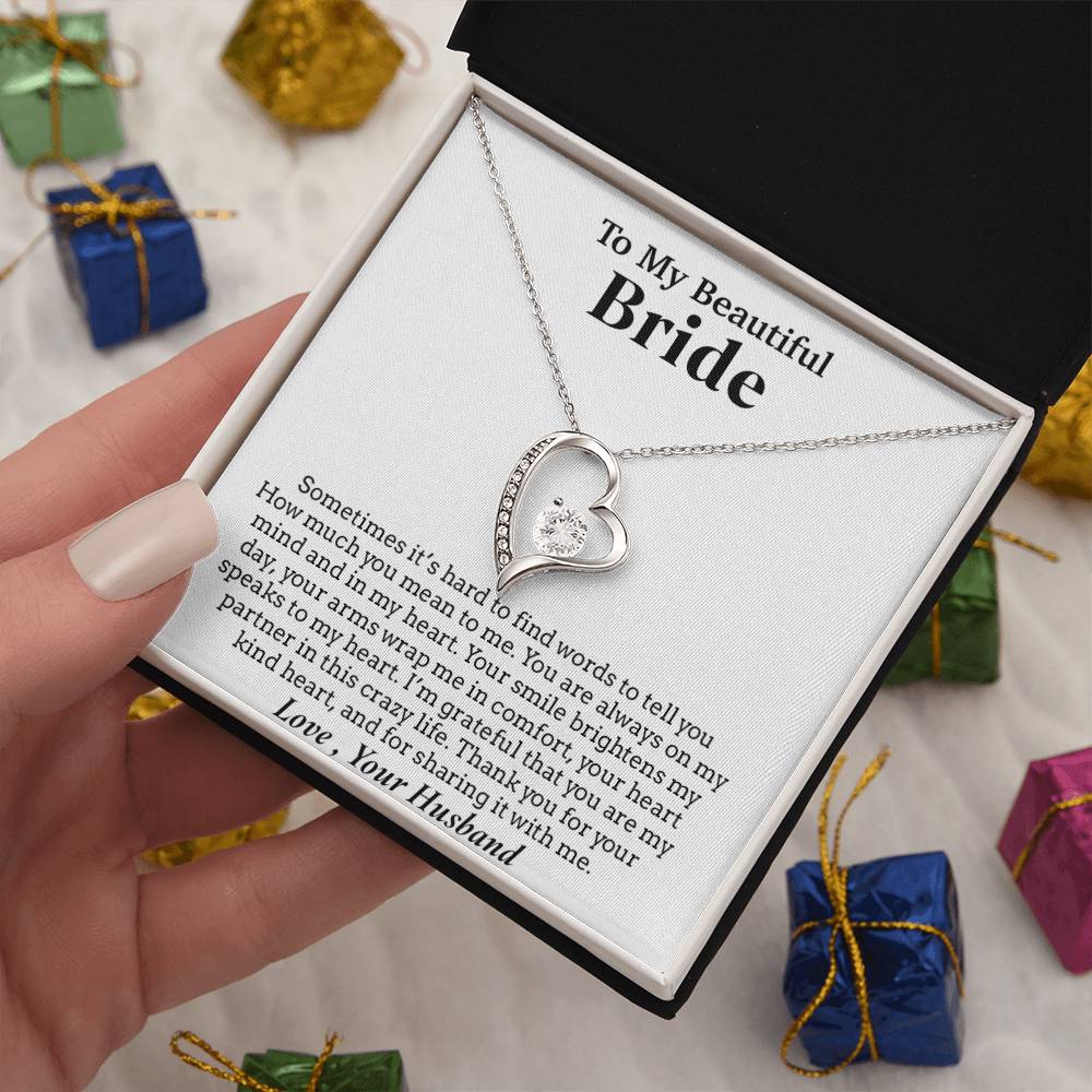 To My Beautiful Bride Necklace,Bride Wedding Necklace, Gift For Bride, Wedding Gift