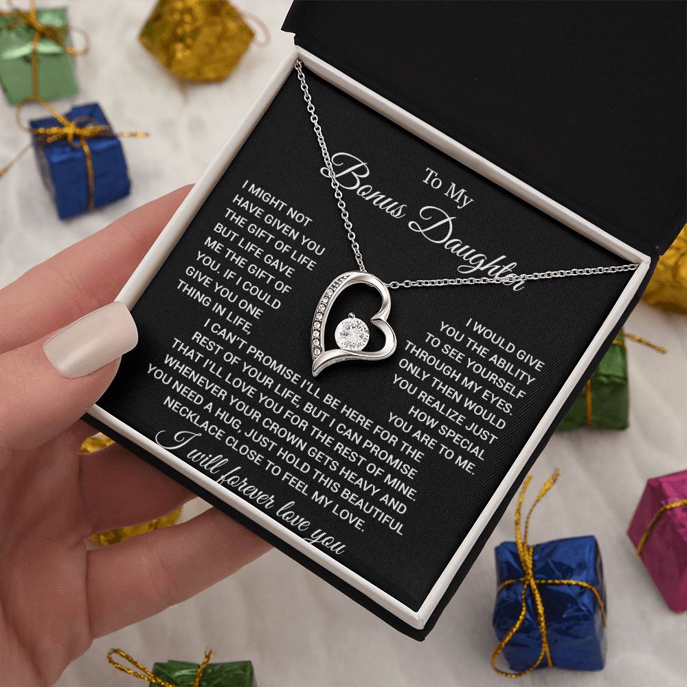 To My Bonus Daughter Necklace, Gift for Bonus Daughter, Step Daughter Birthday 23_11_Black