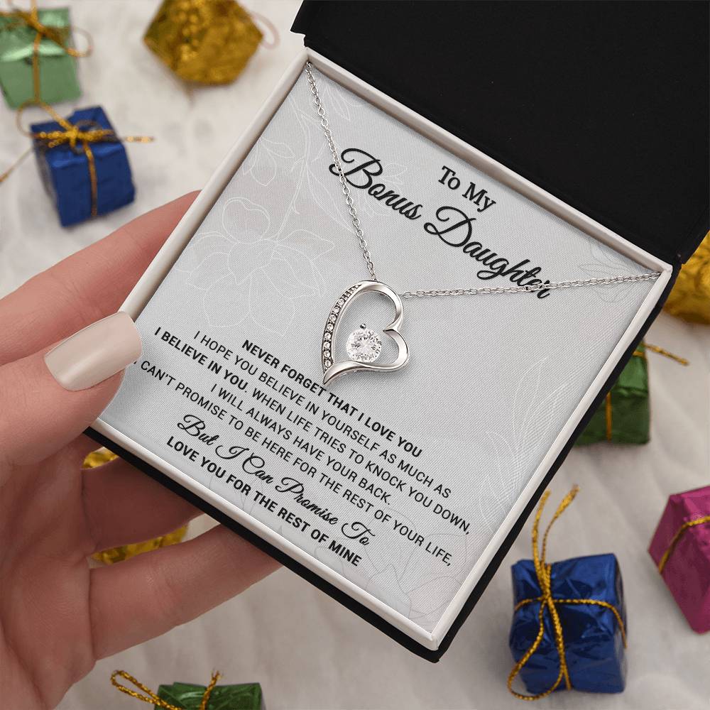 To My Bonus Daughter Necklace, Step Daughter Gift From Stepdad, Stepmom