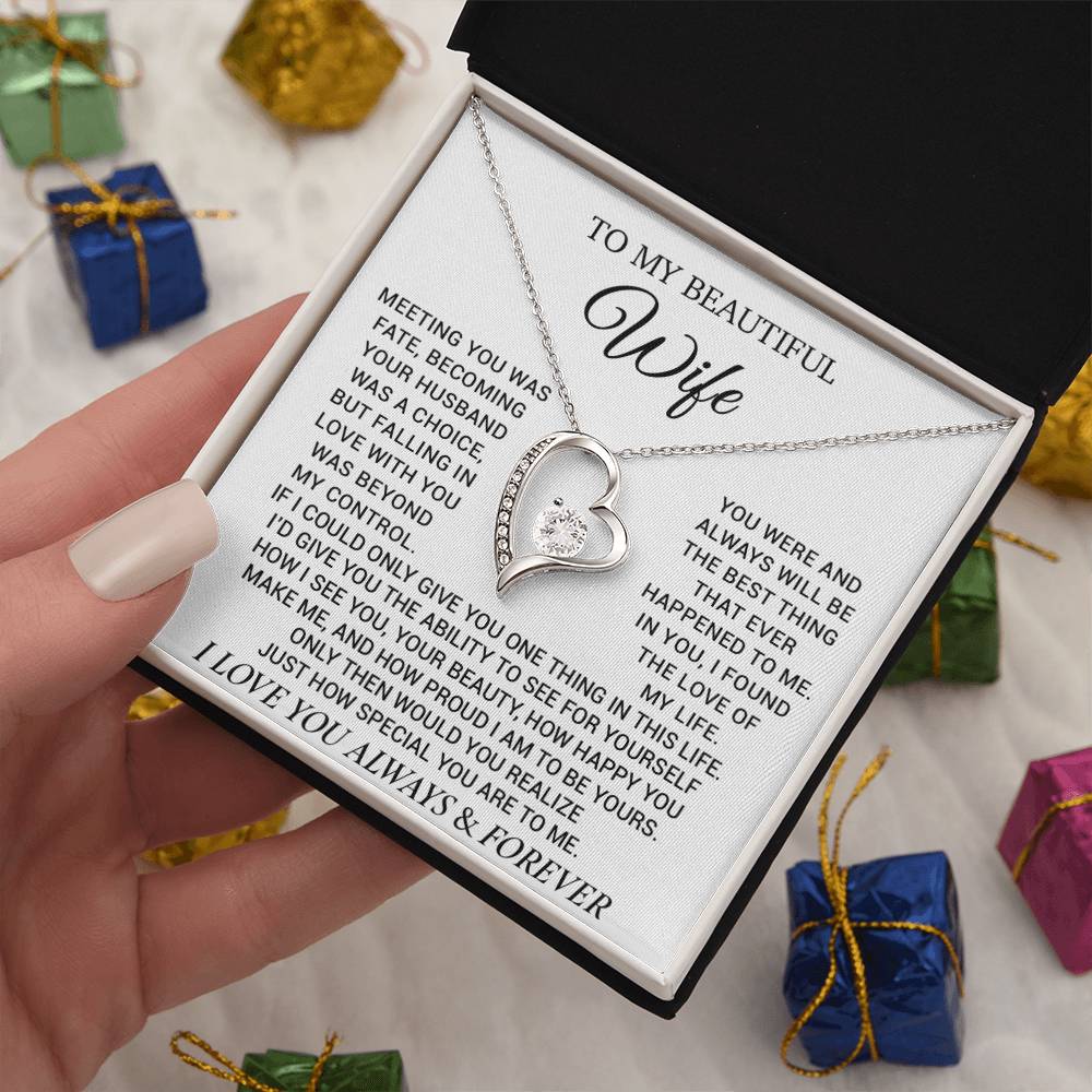 To My Beautiful Wife Necklace, Wife Gift from Husband, Wife Birthday Gift, Christmas Gift