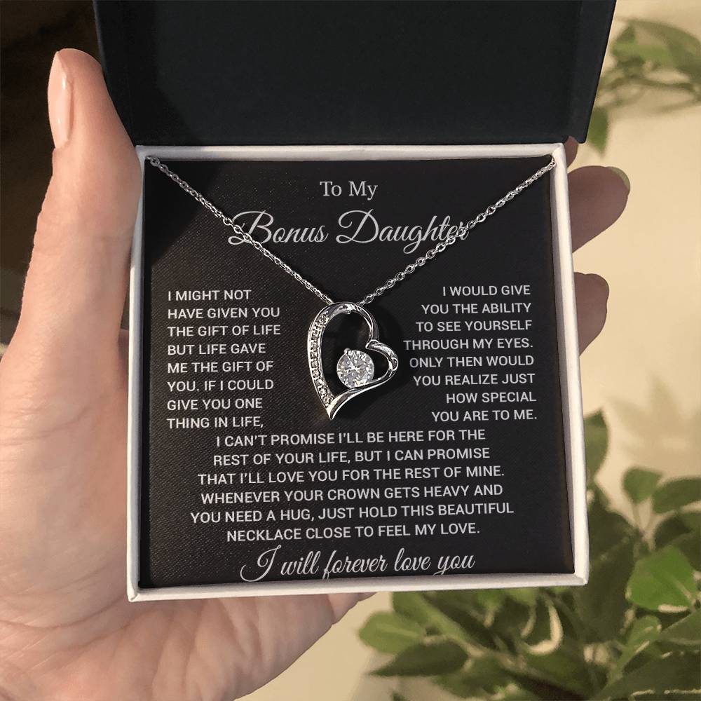 To My Bonus Daughter Necklace, Gift for Bonus Daughter, Step Daughter Birthday 23_11_Black