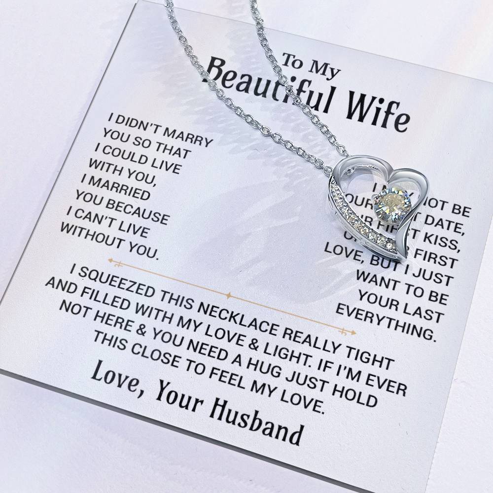 To My Beautiful Wife Necklace, Christmas Gifts For Women, Anniversary Gift For Wife