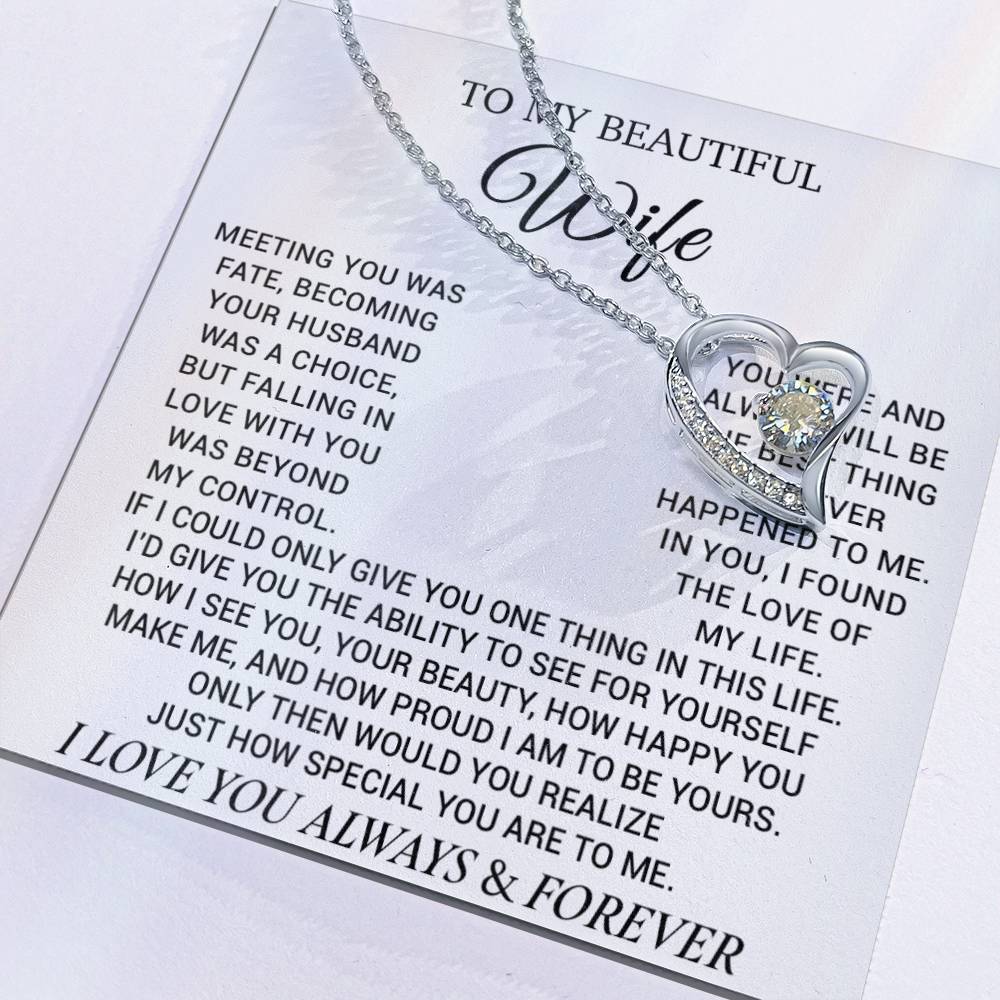 To My Beautiful Wife Necklace, Wife Gift from Husband, Wife Birthday Gift, Christmas Gift