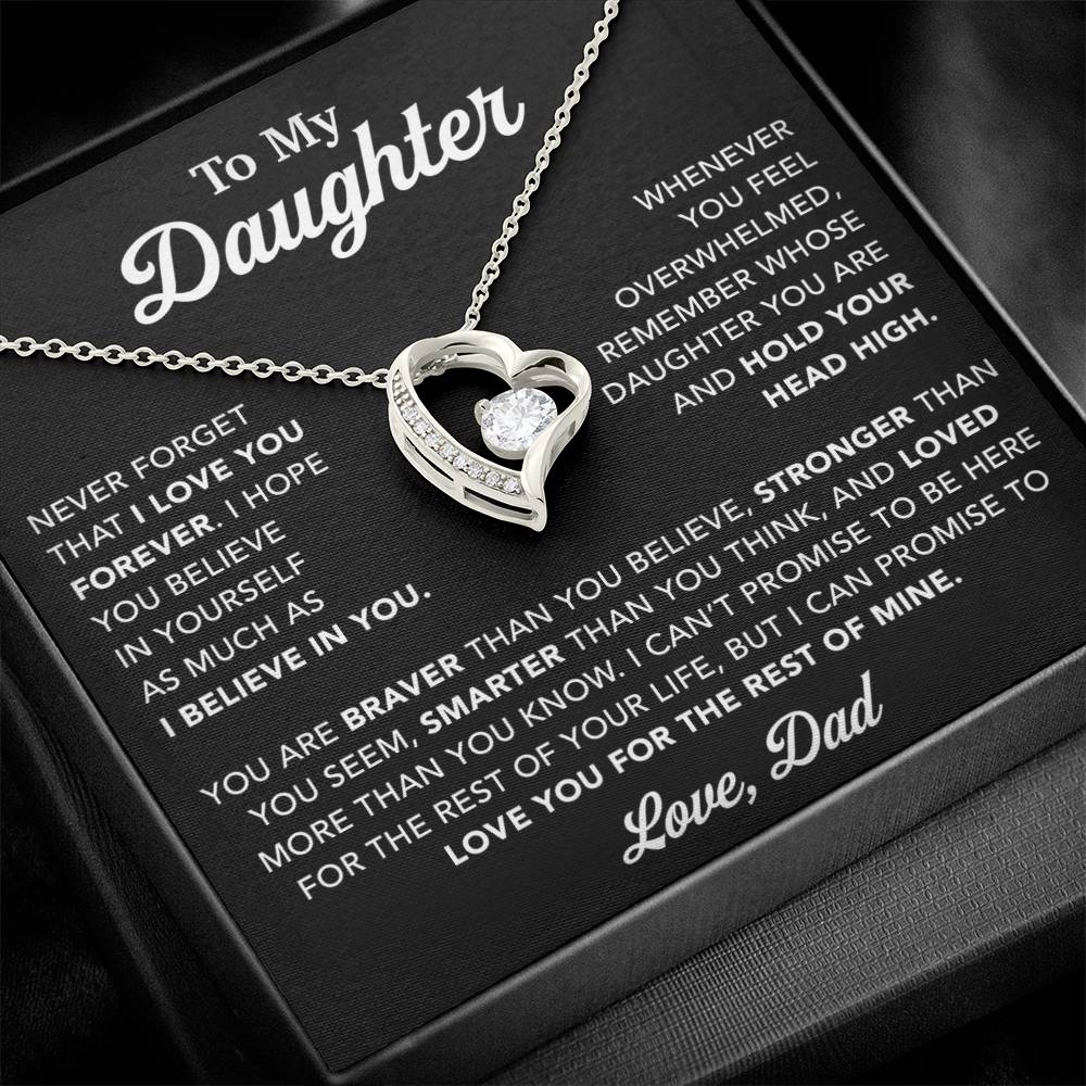 To My Daughter Necklace, Gift for Daughter from Dad, Father Daughter Necklace 26_10_Black