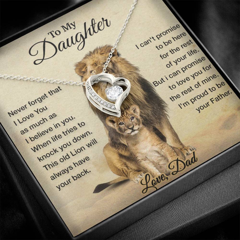 To My Daughter Necklace, Xmas Gift For Daughter From Dad, Daughter Father Lion
