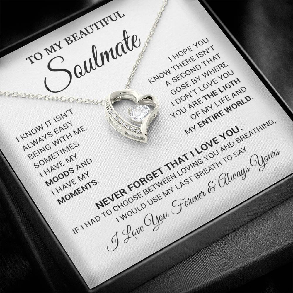 To My Soulmate Necklace, Valentines Day Gift, Gift For Wife, Anniversary Gift