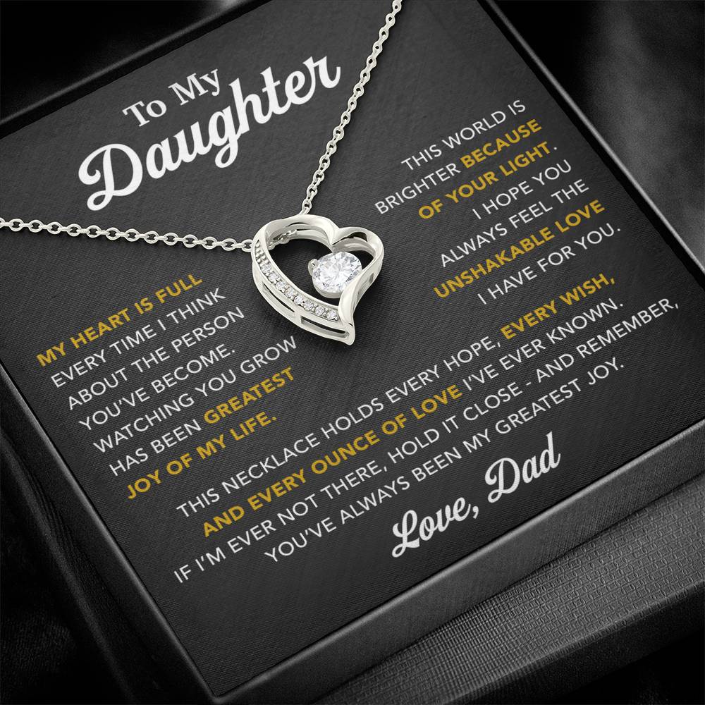 To My Daughter Necklace, Gift for Daughter from Dad, Father Daughter Necklace 16_6_Black
