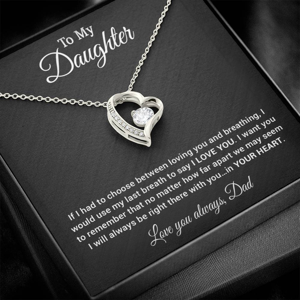 To My Daughter Necklace, Daughter Father Necklace, Daughter Gift from Dad 30_4_Black