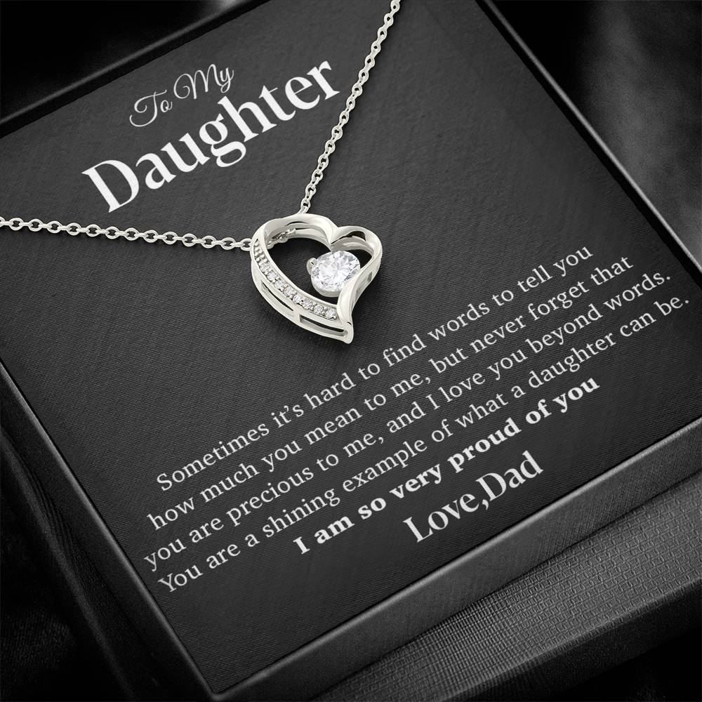 To My Daughter Necklace, Gift for Daughter from Dad, Father Daughter Necklace 12_4_Black