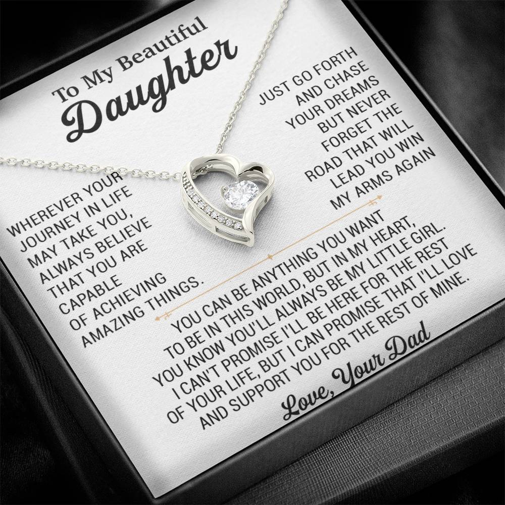 To My Daughter Necklace, Daughter Father Necklace, Daughter Gift From Dad 18_8_White