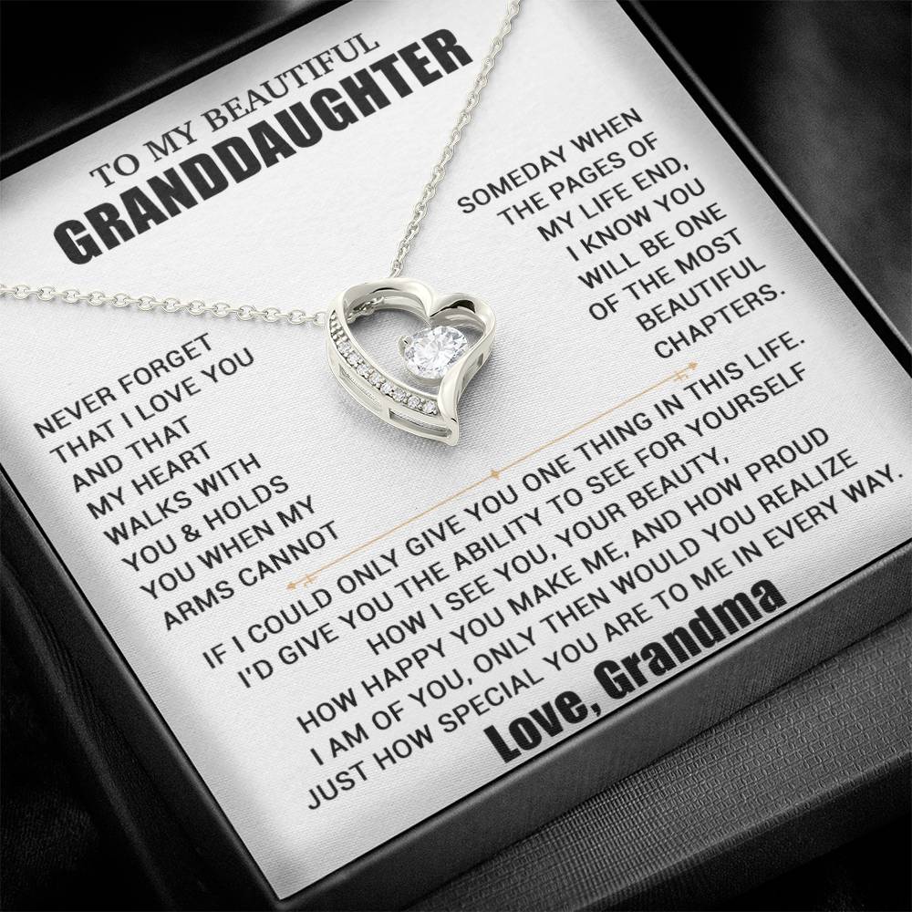 To My Granddaughter Necklace, Granddaughter Gift from Grandma, Christmas Gift 19_8_White
