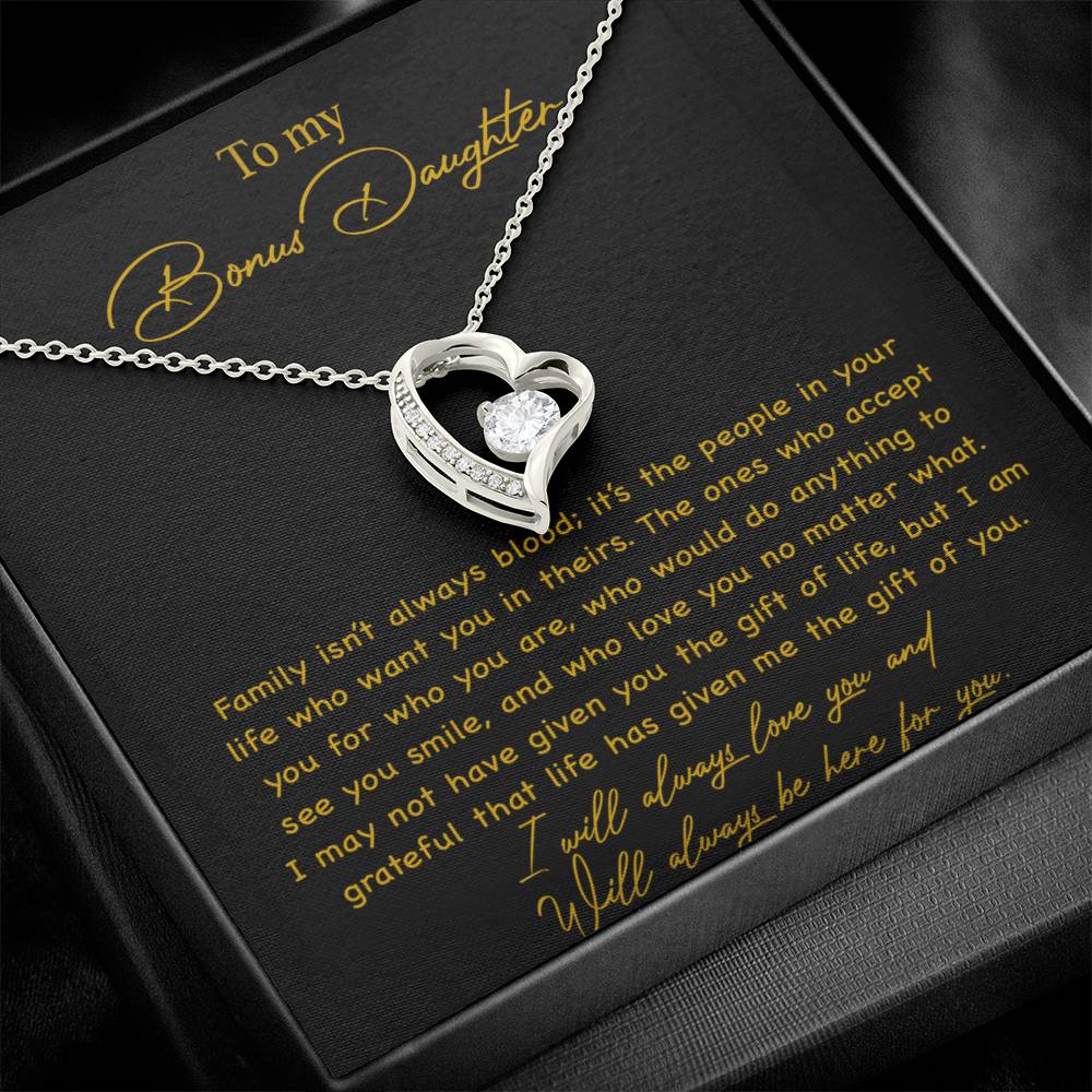 To my Bonus Daughter Necklace, Bonus Daughter, Step Daughter Gift 3-4_Gold