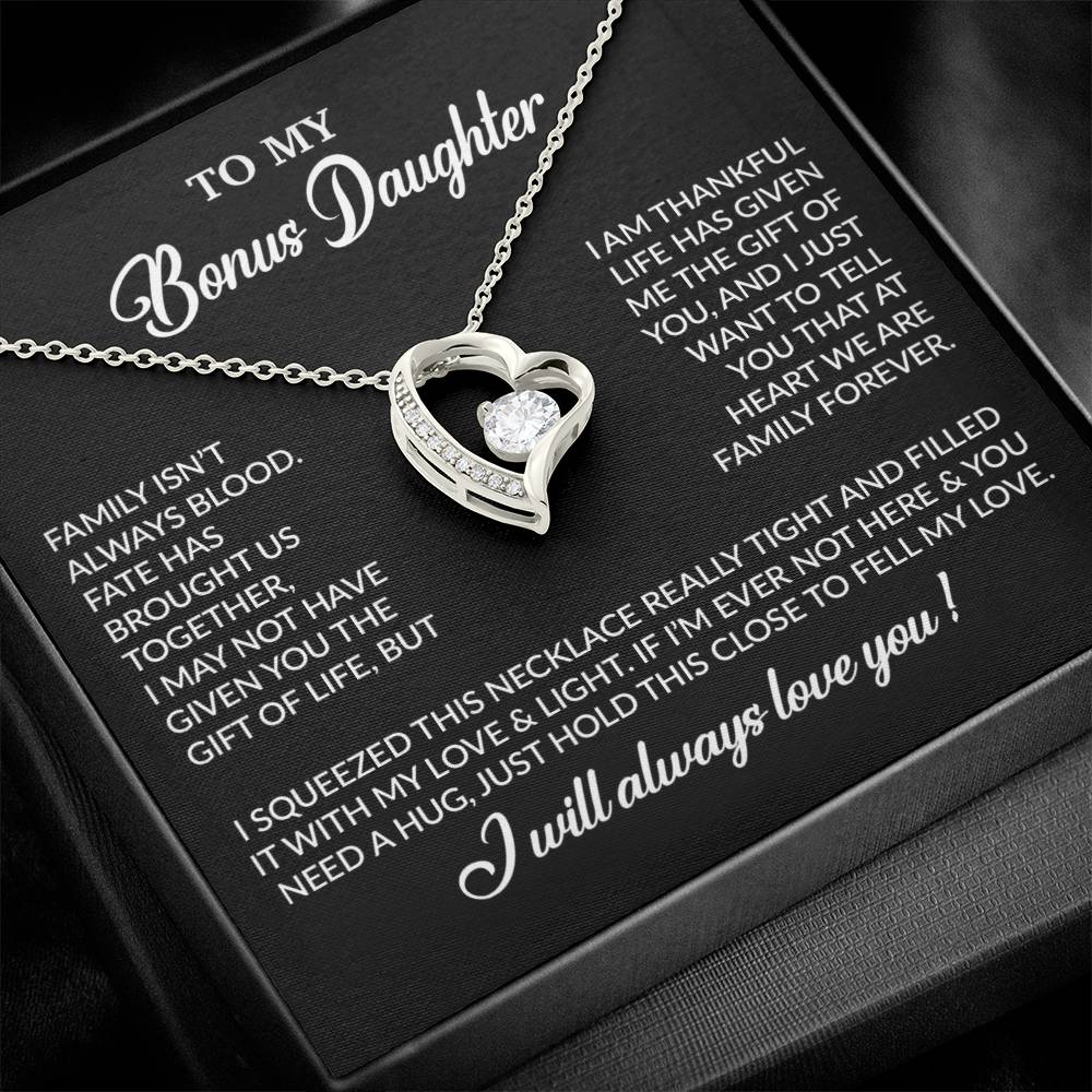 To My Bonus Daughter Necklace, Gift for Bonus Daughter, Step Daughter Birthday 7_11_Black