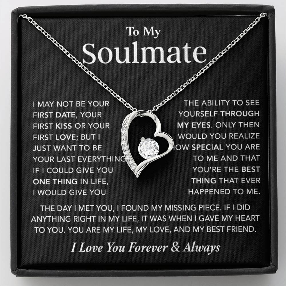 To My Soulmate Necklace, Anniversary Gift for Her, Birthday Christmas Gift for Girlfriend_Black