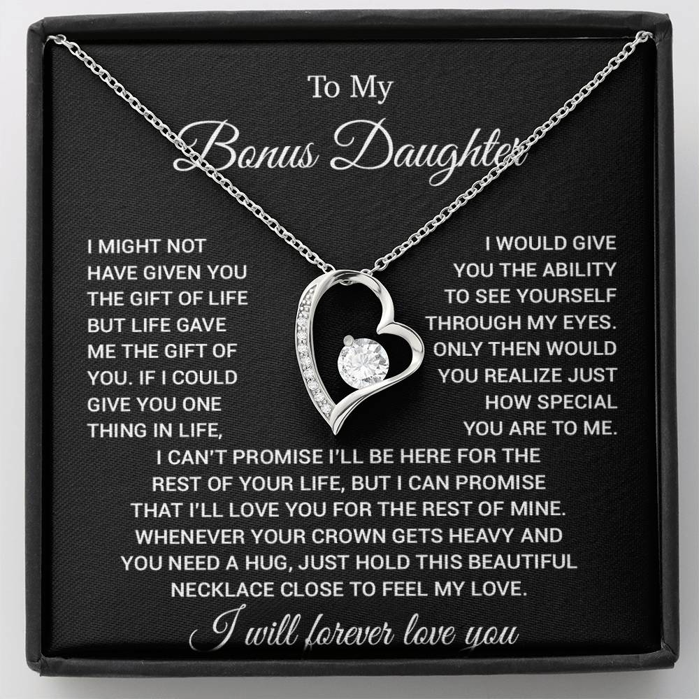 To My Bonus Daughter Necklace, Gift for Bonus Daughter, Step Daughter Birthday 23_11_Black