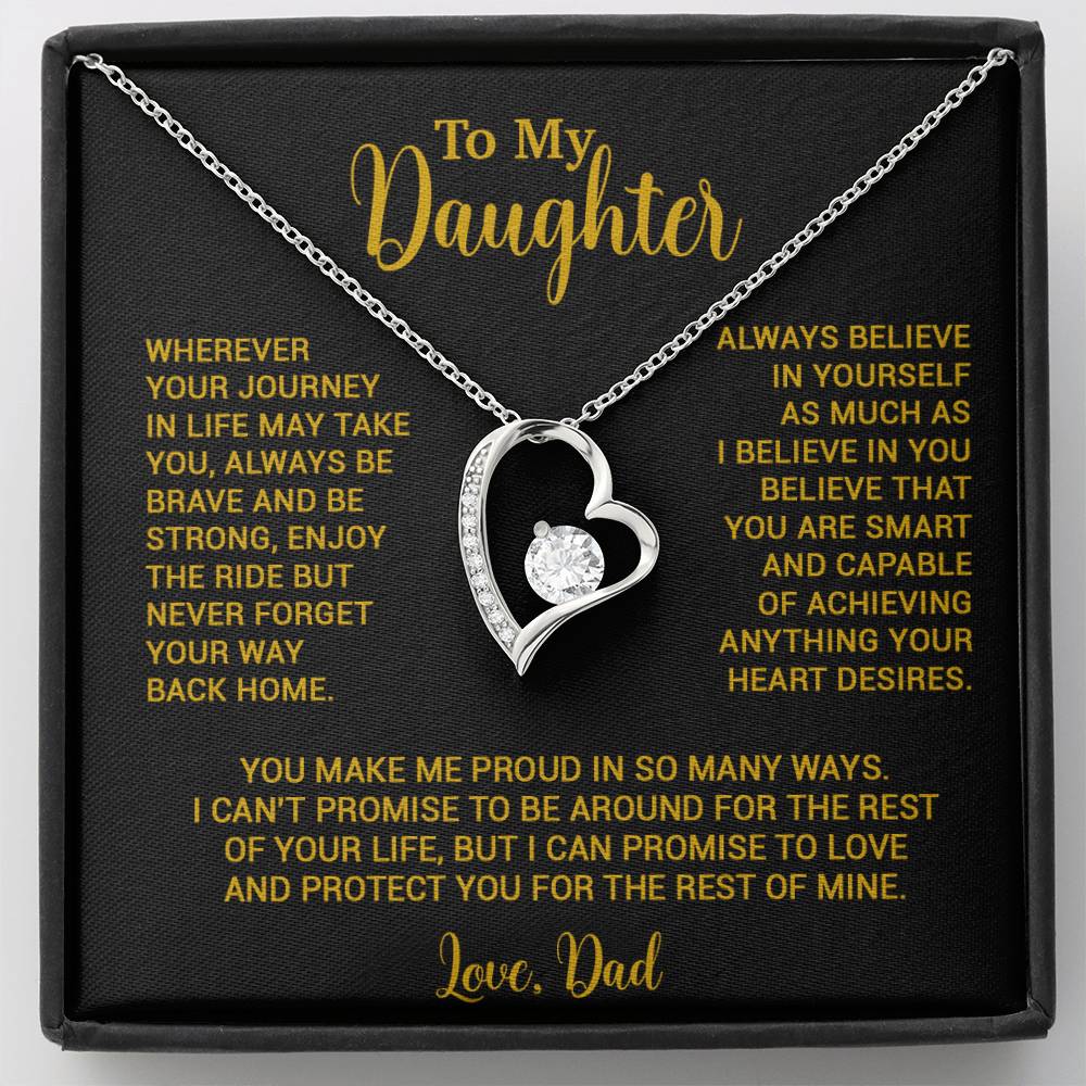 To My Daughter Necklace, Gift for Daughter from Dad, Father Daughter Necklace 3_6_Gold