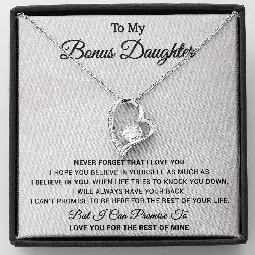 To My Bonus Daughter Necklace, Step Daughter Gift From Stepdad, Stepmom