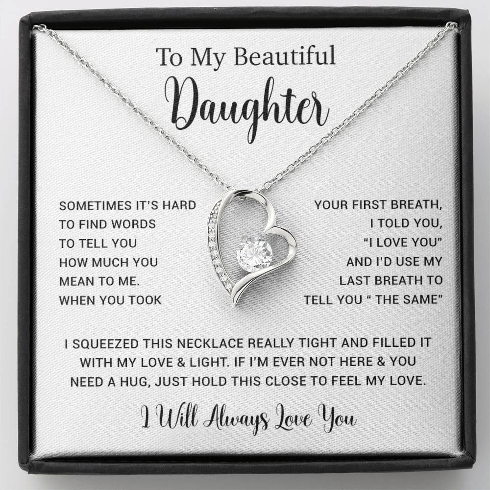 To My Daughter Necklace, Gift for Daughter from Dad, Father Daughter Necklace 11_5_White