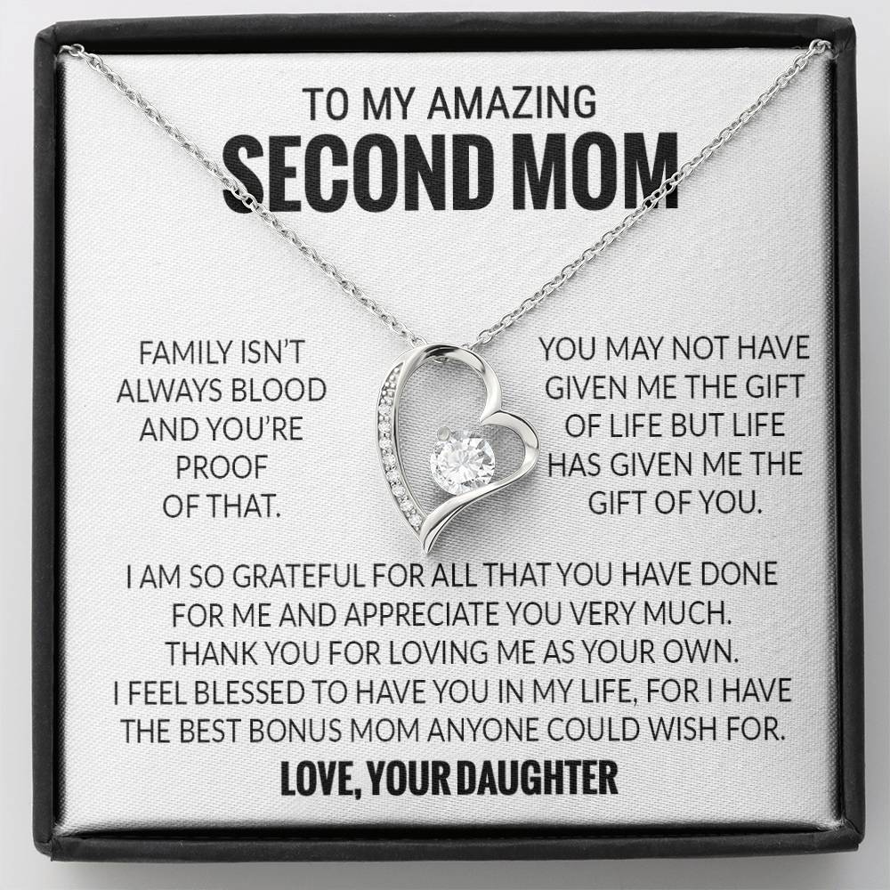 To My Amazing Second Mom, Second Mom Gift Necklace, Bonus Mom Gift