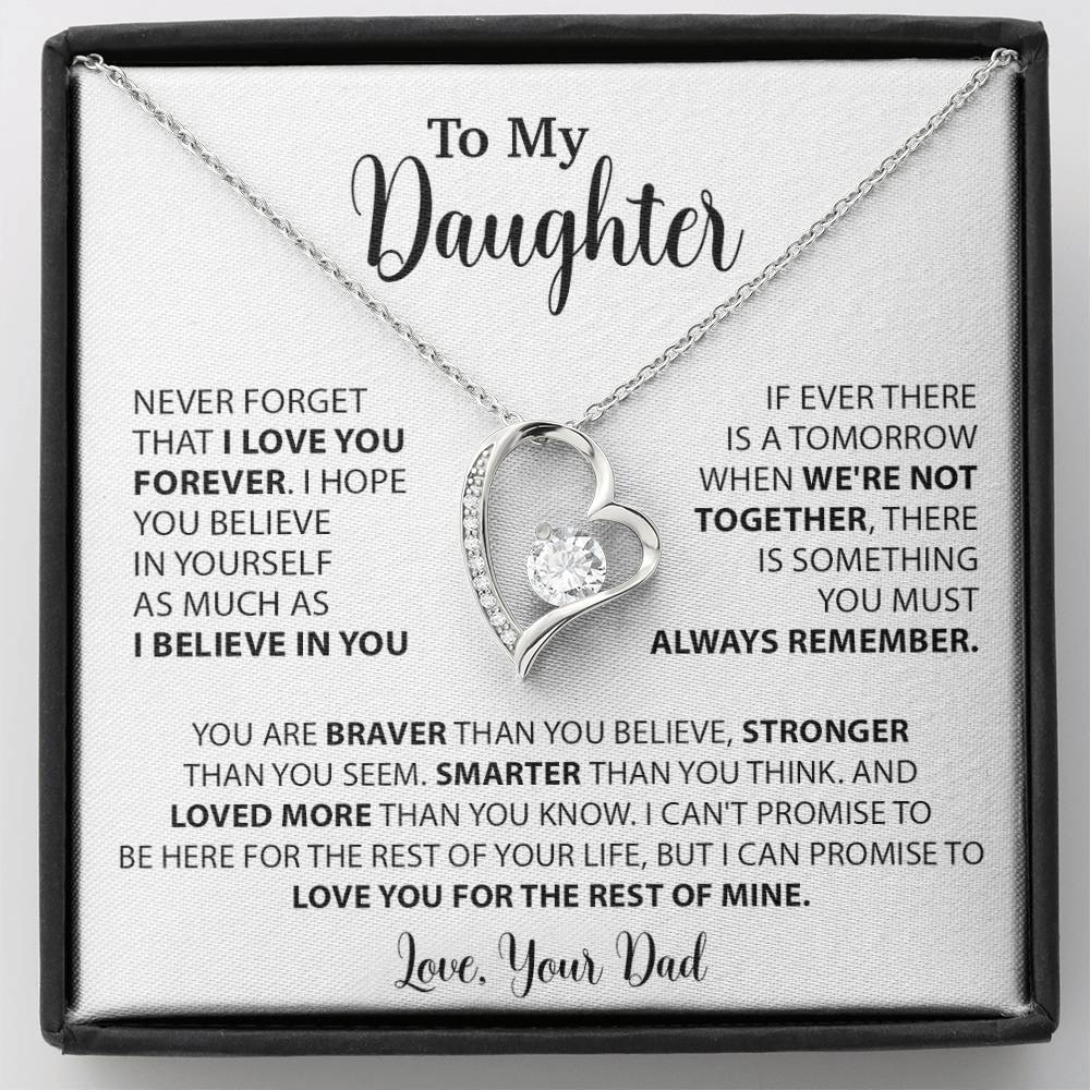 To My Daughter Necklace Gift for Daughter from Dad,Daughter Father Necklace 14_4_White