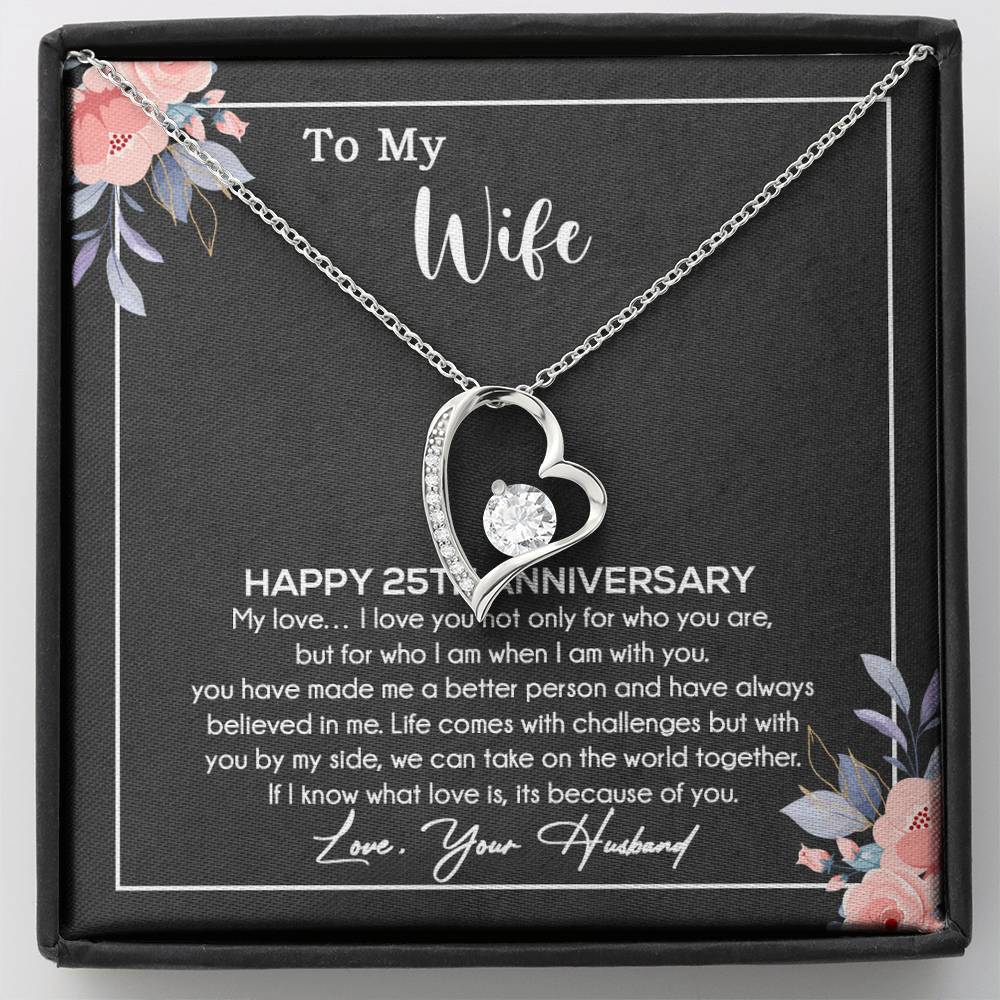 25th Anniversary Gift For Wife Necklace, 25 Year Anniversary, 25th Wedding Gift _Black