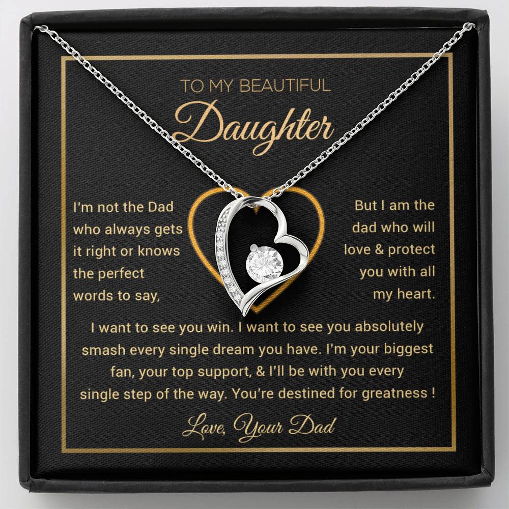 To My Daughter Necklace, Gift for Daughter from Dad, Father Daughter Necklace 9_6_Gold