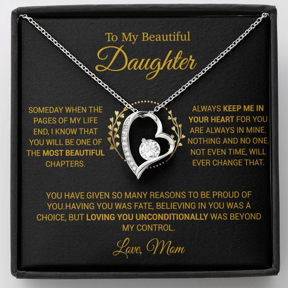 To My Daughter Necklace, Gift for Daughter from Mom, Daughter Mother Necklace 16_12_Gold