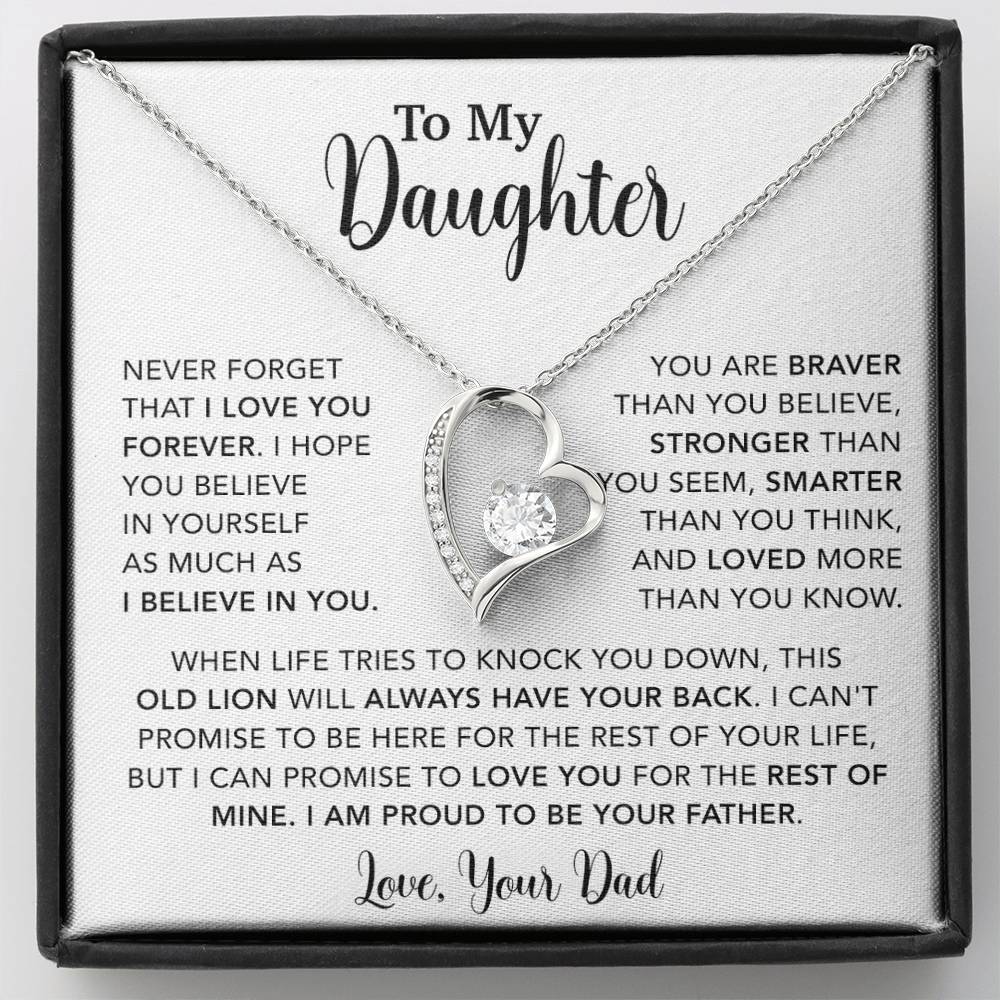 To My Daughter Necklace Gift for Daughter from Dad,Daughter Father Necklace 15_4_White
