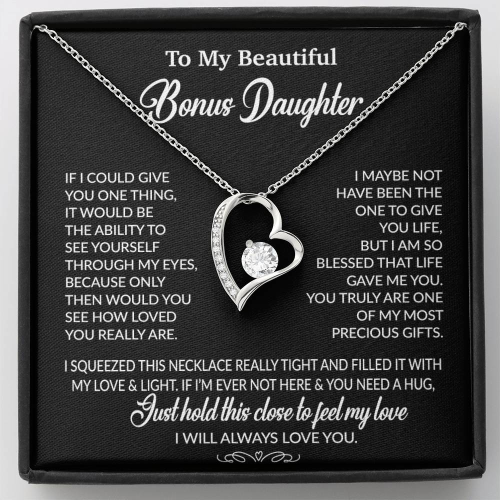 To My Bonus Daughter Necklace, Gift for Bonus Daughter, Step Daughter Birthday 1_10_Black