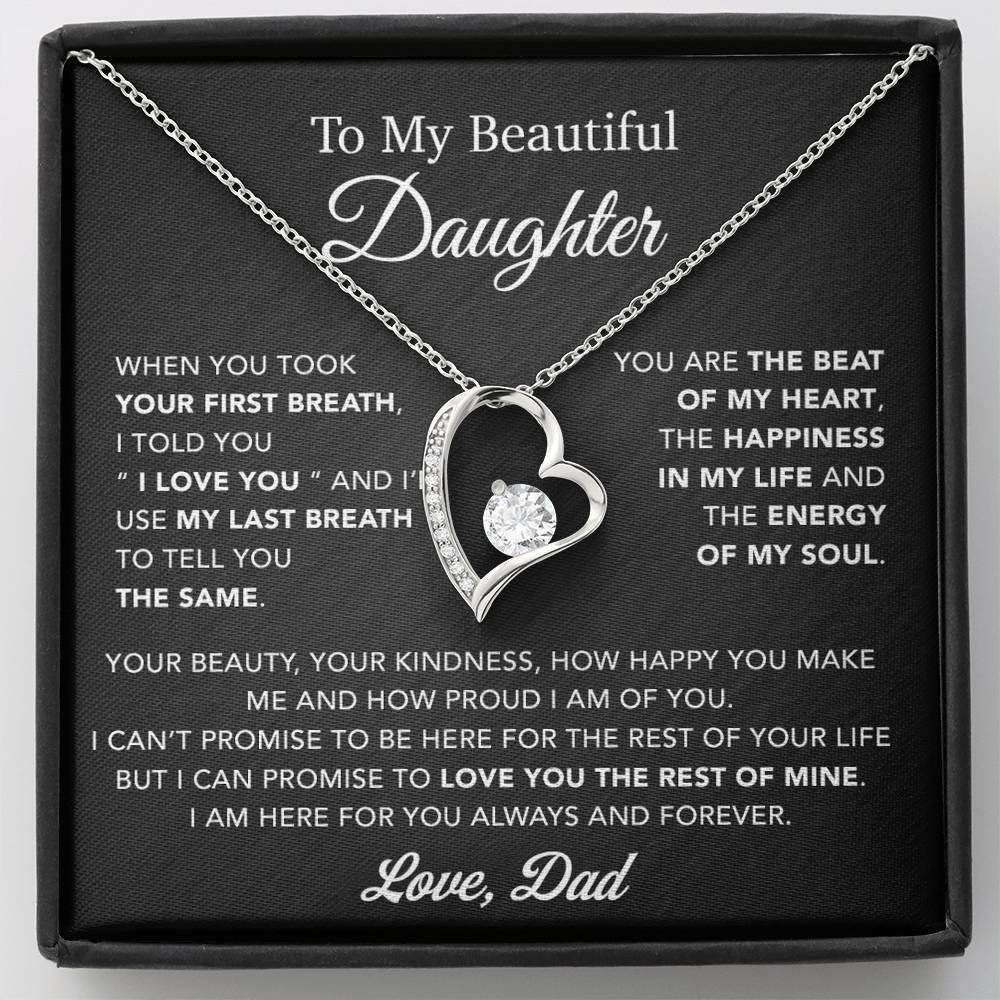 To My Daughter Necklace, Gift for Daughter from Dad, Father Daughter Necklace 10_4_Black