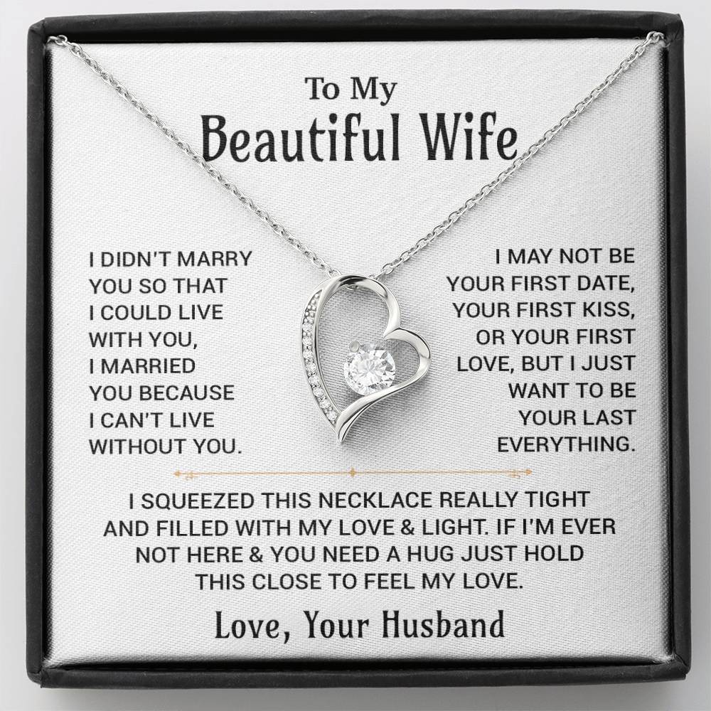 To My Beautiful Wife Necklace, Christmas Gifts For Women, Anniversary Gift For Wife